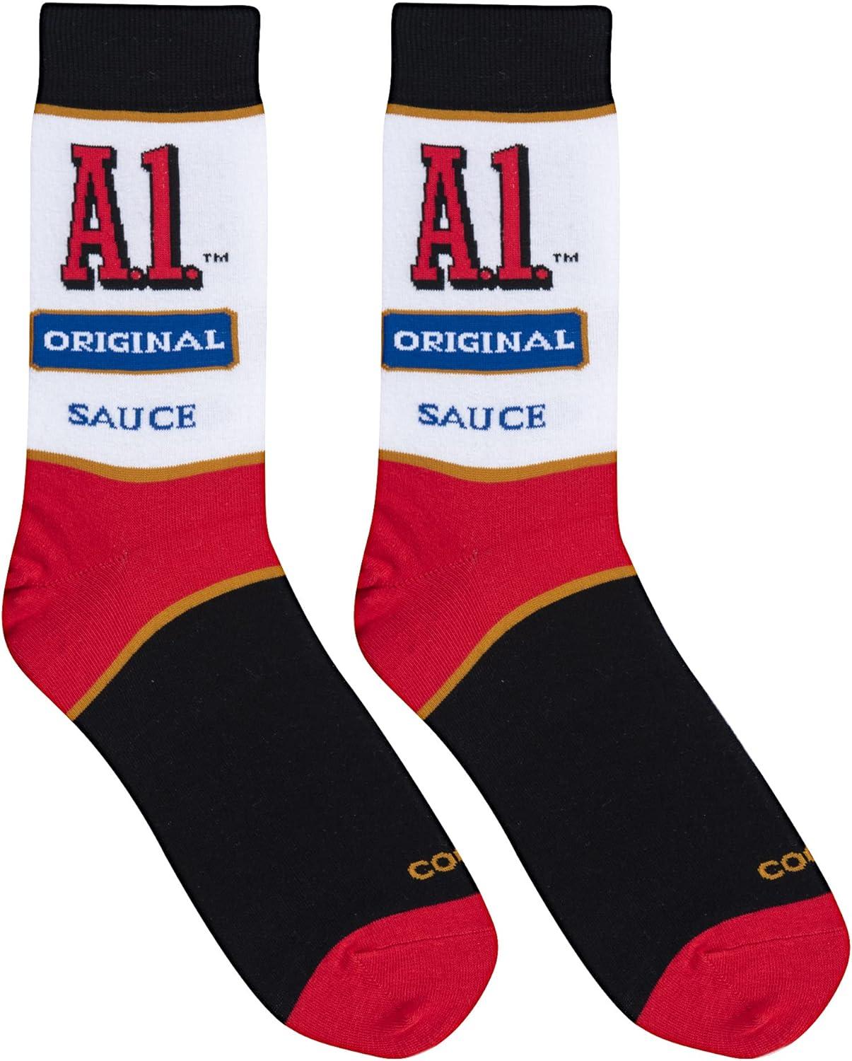 image:imageCool Socks Condiment Novelty Crew Socks for Men amp Women Fun FoodThemed Gift Colorful Everyday Crew Sock CollectionA1 Steak Sauce