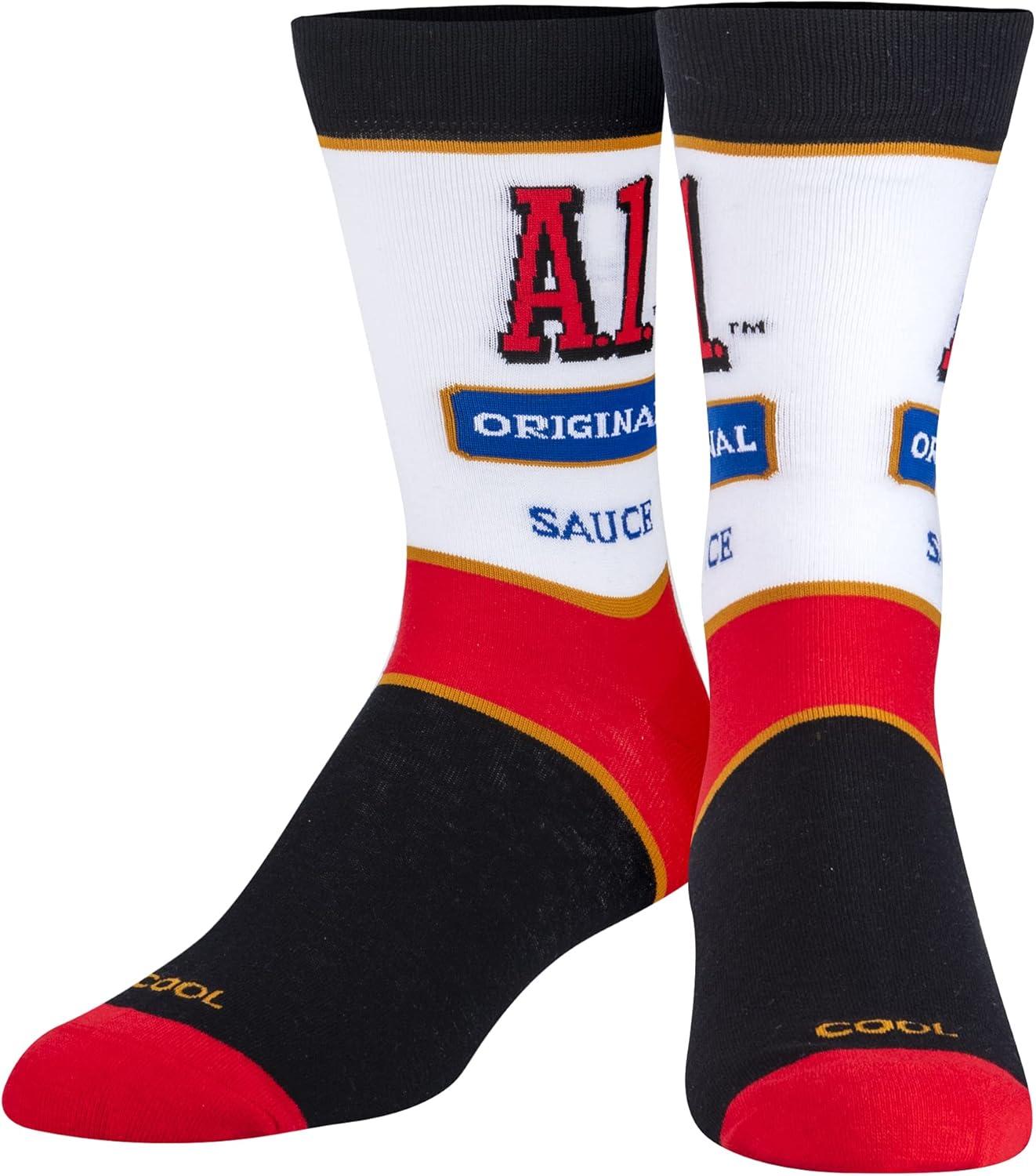 image:imageCool Socks Condiment Novelty Crew Socks for Men amp Women Fun FoodThemed Gift Colorful Everyday Crew Sock CollectionA1 Steak Sauce