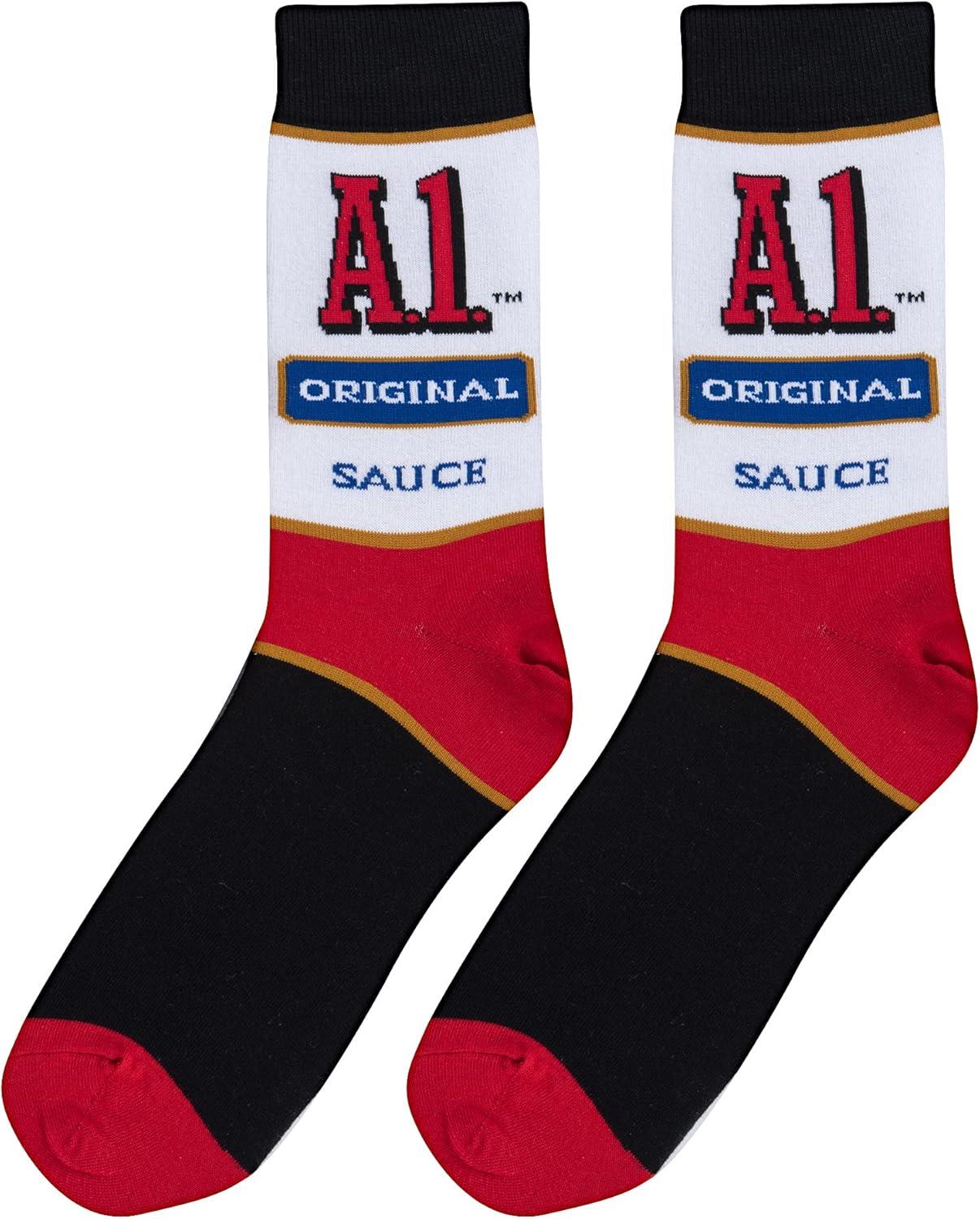 image:imageCool Socks Condiment Novelty Crew Socks for Men amp Women Fun FoodThemed Gift Colorful Everyday Crew Sock CollectionA1 Steak Sauce