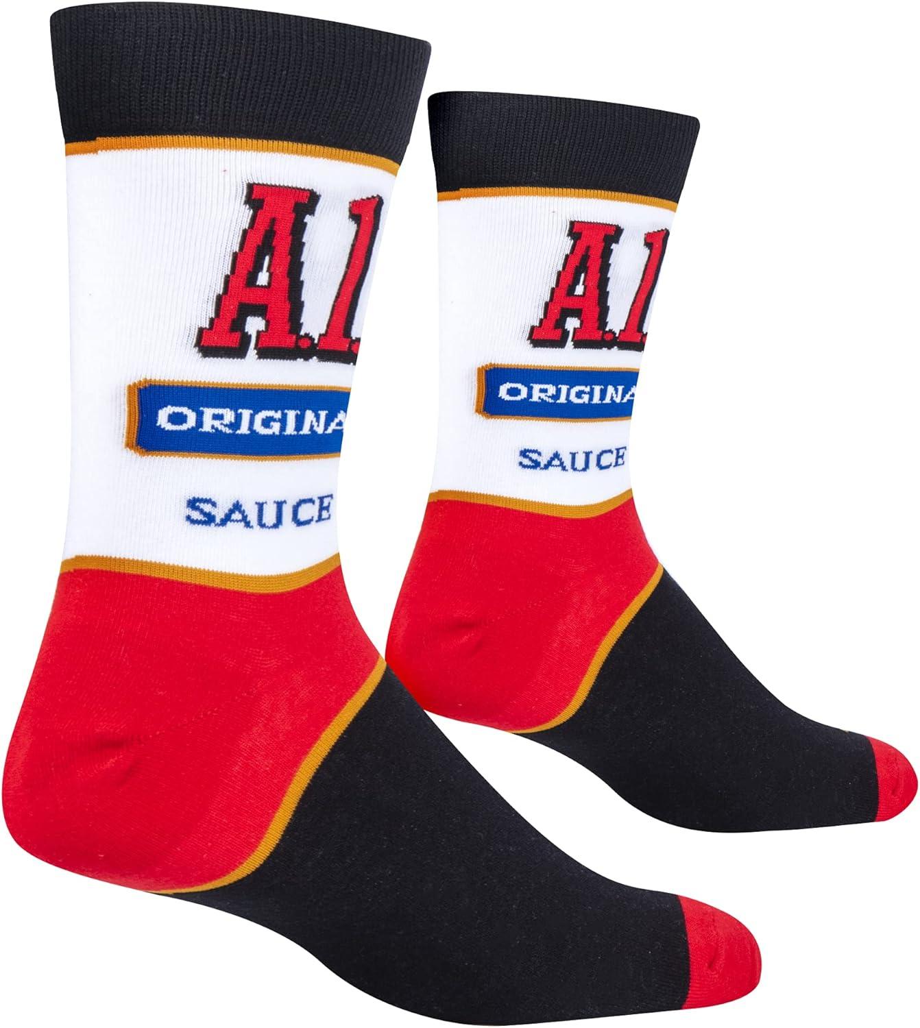 image:imageCool Socks Condiment Novelty Crew Socks for Men amp Women Fun FoodThemed Gift Colorful Everyday Crew Sock CollectionA1 Steak Sauce