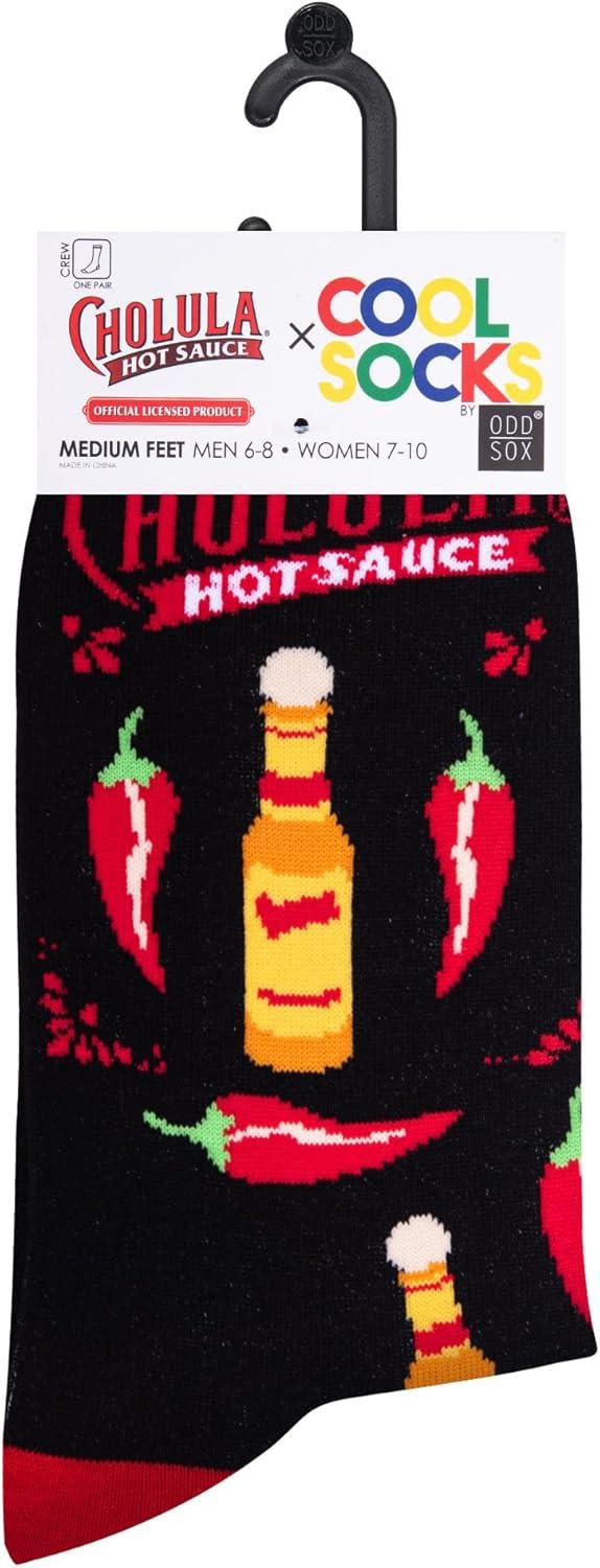 image:imageCool Socks Condiment Novelty Crew Socks for Men amp Women Fun FoodThemed Gift Colorful Everyday Crew Sock CollectionCholula Too Spicy