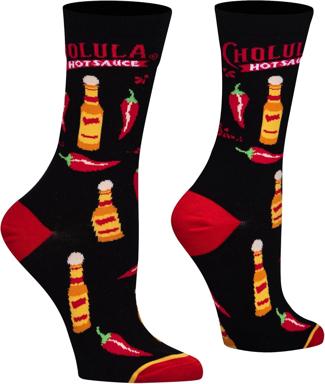 image:imageCool Socks Condiment Novelty Crew Socks for Men amp Women Fun FoodThemed Gift Colorful Everyday Crew Sock CollectionCholula Too Spicy