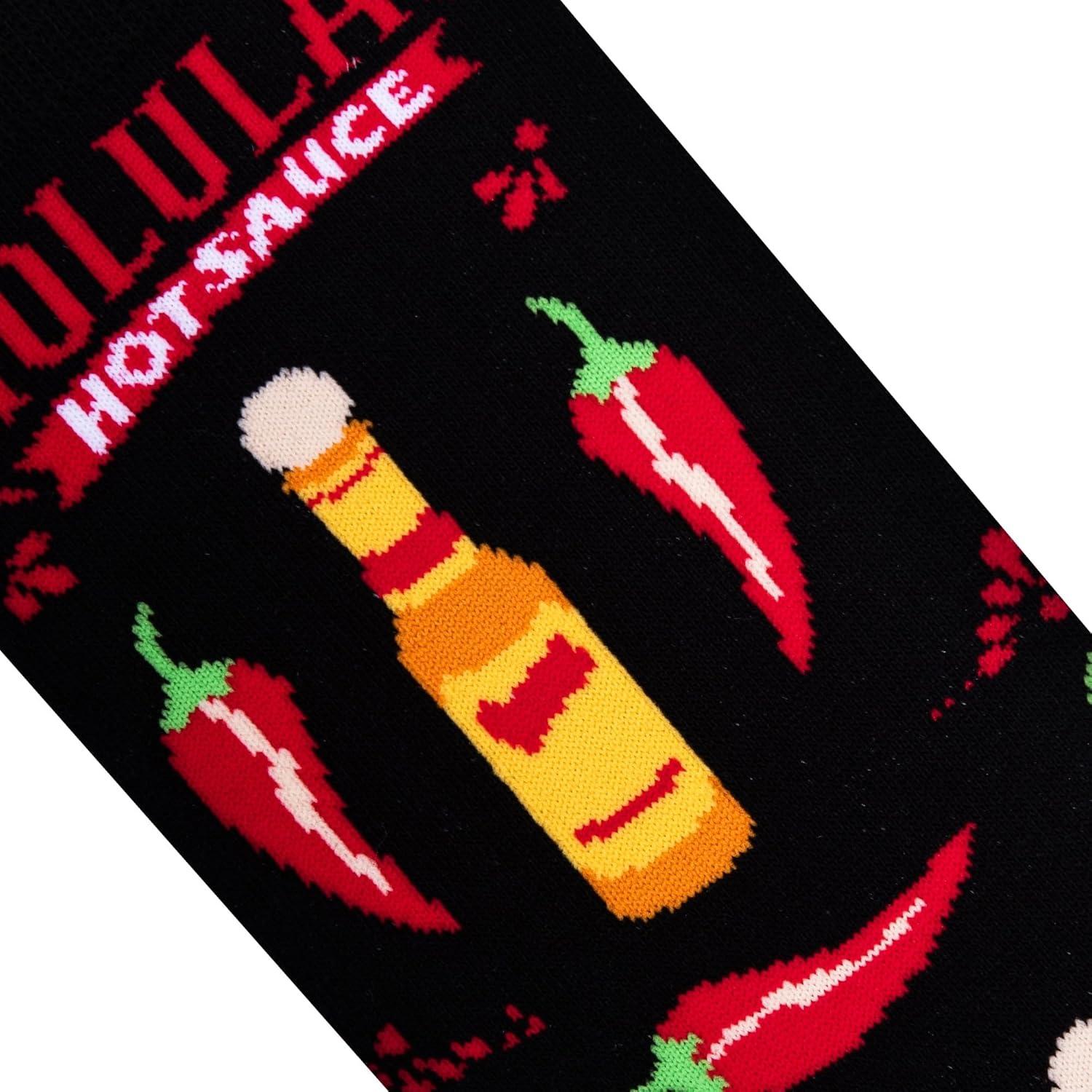 image:imageCool Socks Condiment Novelty Crew Socks for Men amp Women Fun FoodThemed Gift Colorful Everyday Crew Sock CollectionCholula Too Spicy