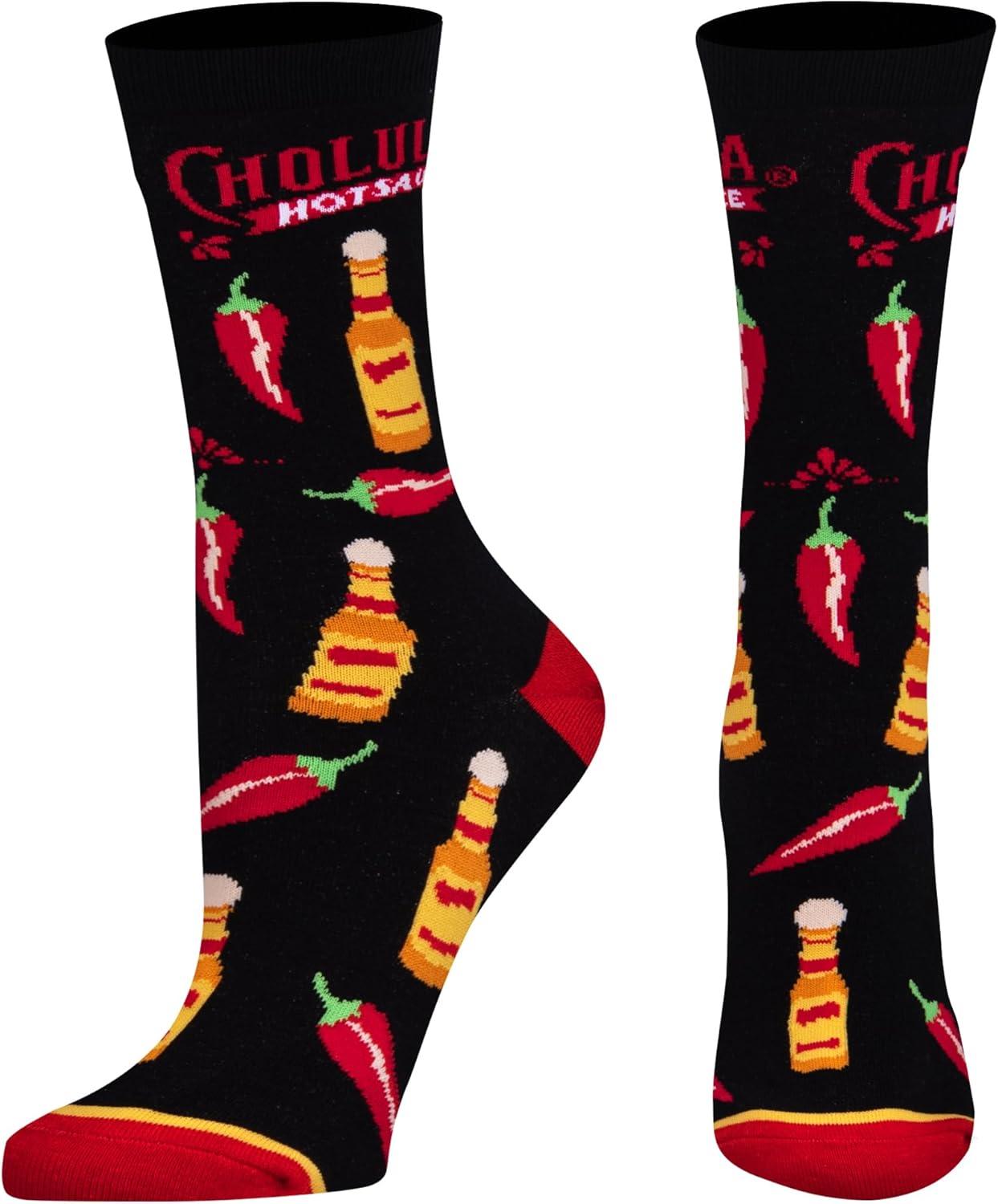 image:imageCool Socks Condiment Novelty Crew Socks for Men amp Women Fun FoodThemed Gift Colorful Everyday Crew Sock CollectionCholula Too Spicy