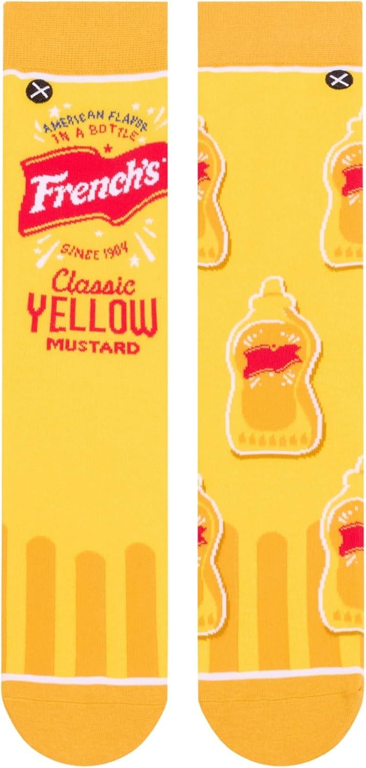 image:imageCool Socks Condiment Novelty Crew Socks for Men amp Women Fun FoodThemed Gift Colorful Everyday Crew Sock CollectionFrenchs Mustard Split