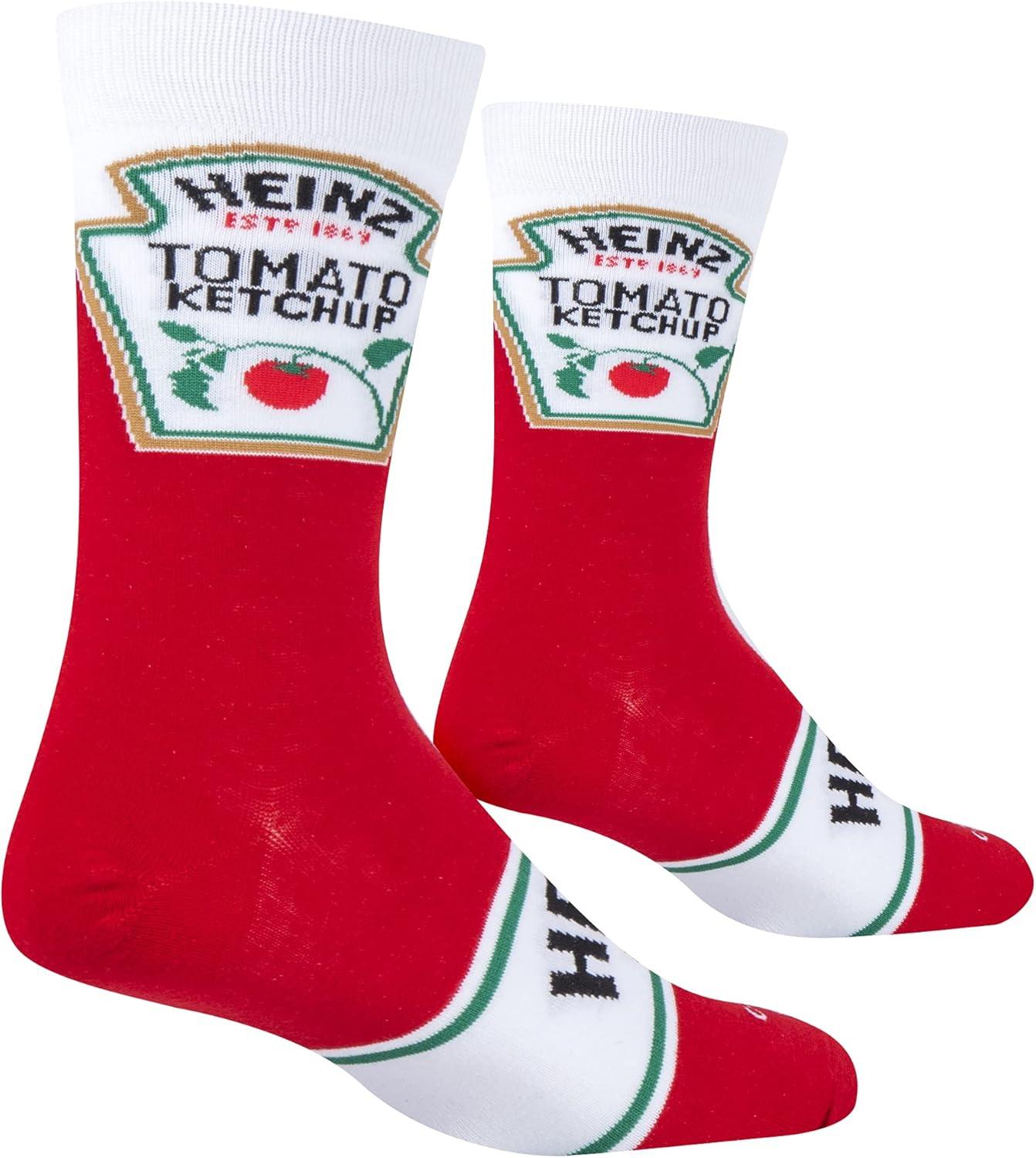 image:imageCool Socks Condiment Novelty Crew Socks for Men amp Women Fun FoodThemed Gift Colorful Everyday Crew Sock CollectionHeinz Ketchup