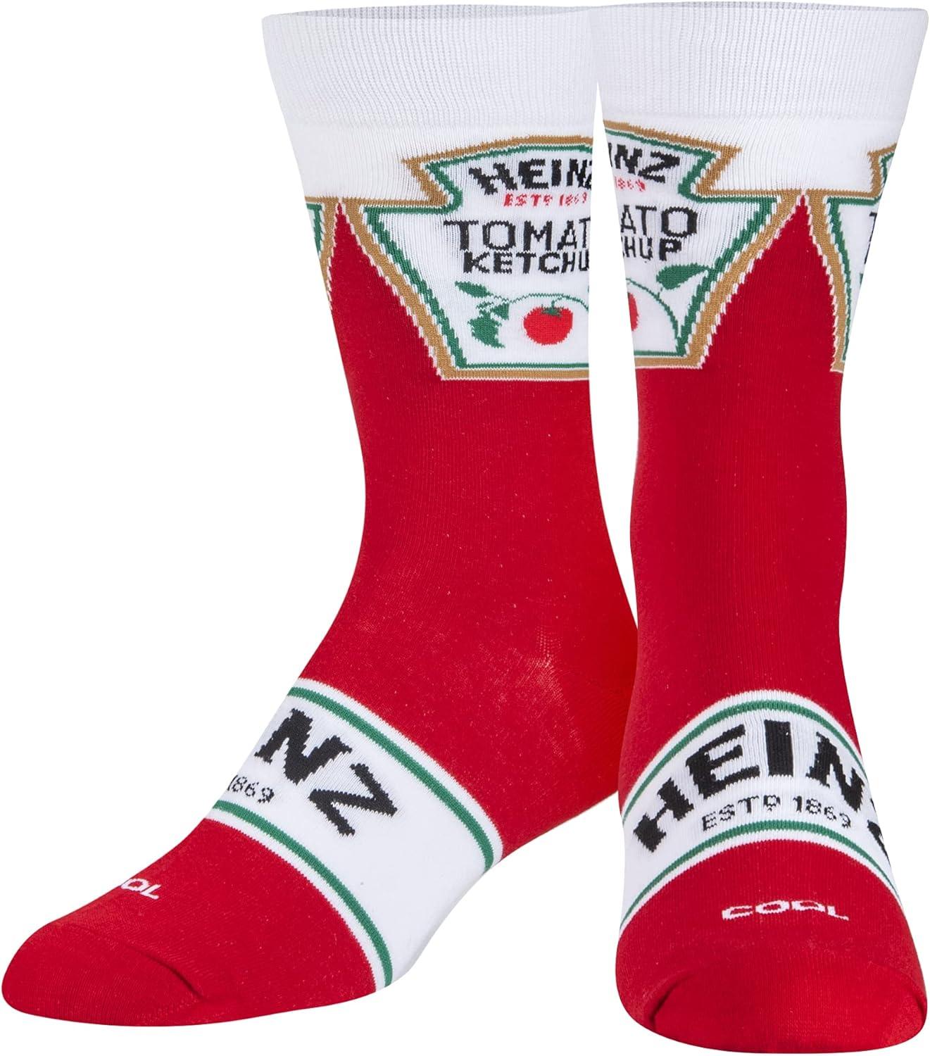 image:imageCool Socks Condiment Novelty Crew Socks for Men amp Women Fun FoodThemed Gift Colorful Everyday Crew Sock CollectionHeinz Ketchup