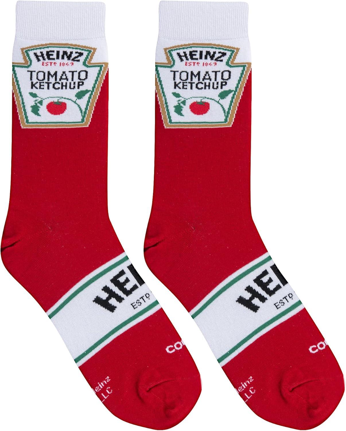 image:imageCool Socks Condiment Novelty Crew Socks for Men amp Women Fun FoodThemed Gift Colorful Everyday Crew Sock CollectionHeinz Ketchup