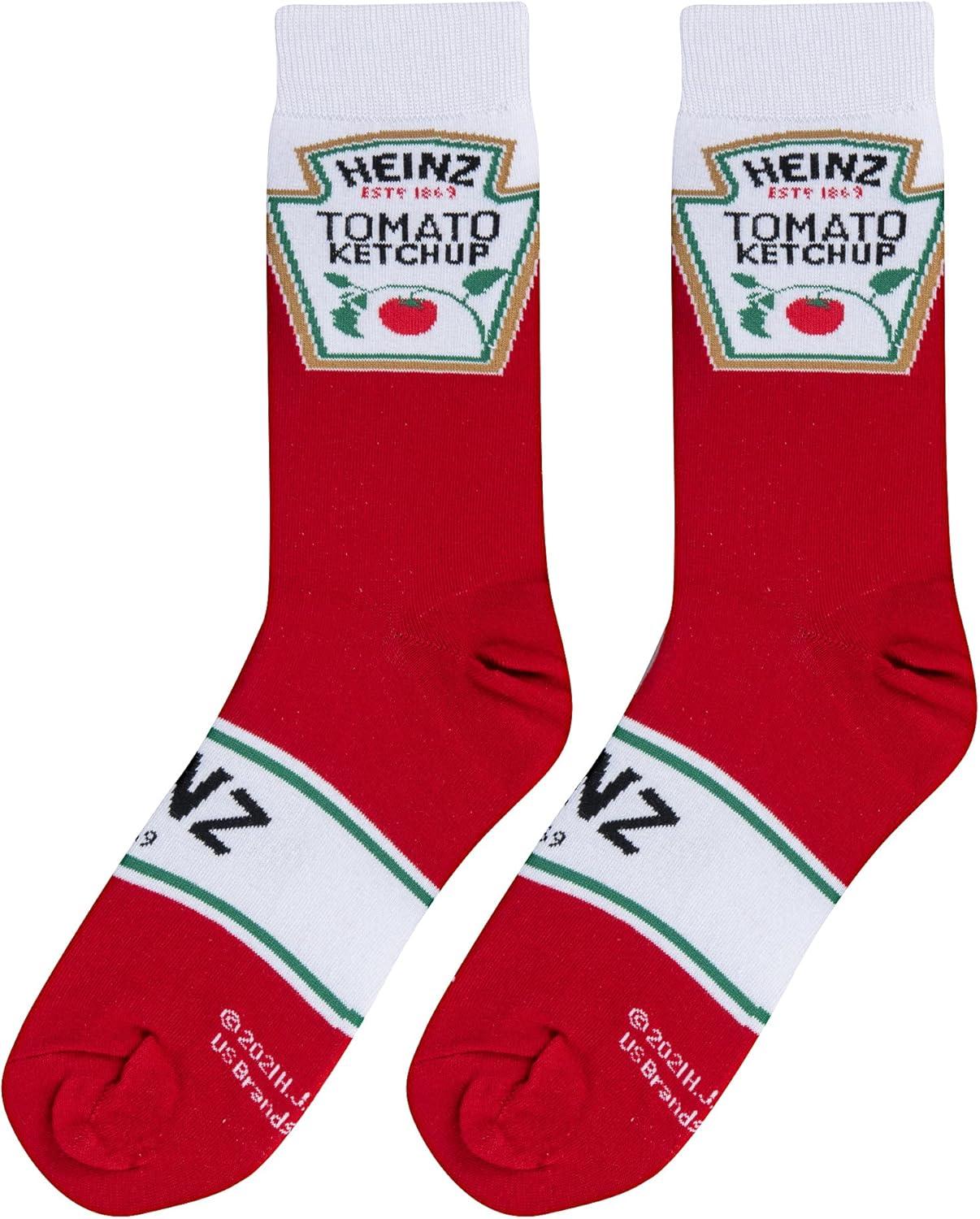 image:imageCool Socks Condiment Novelty Crew Socks for Men amp Women Fun FoodThemed Gift Colorful Everyday Crew Sock CollectionHeinz Ketchup