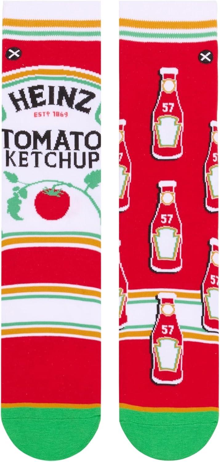 image:imageCool Socks Condiment Novelty Crew Socks for Men amp Women Fun FoodThemed Gift Colorful Everyday Crew Sock CollectionHeinz Ketchup Split