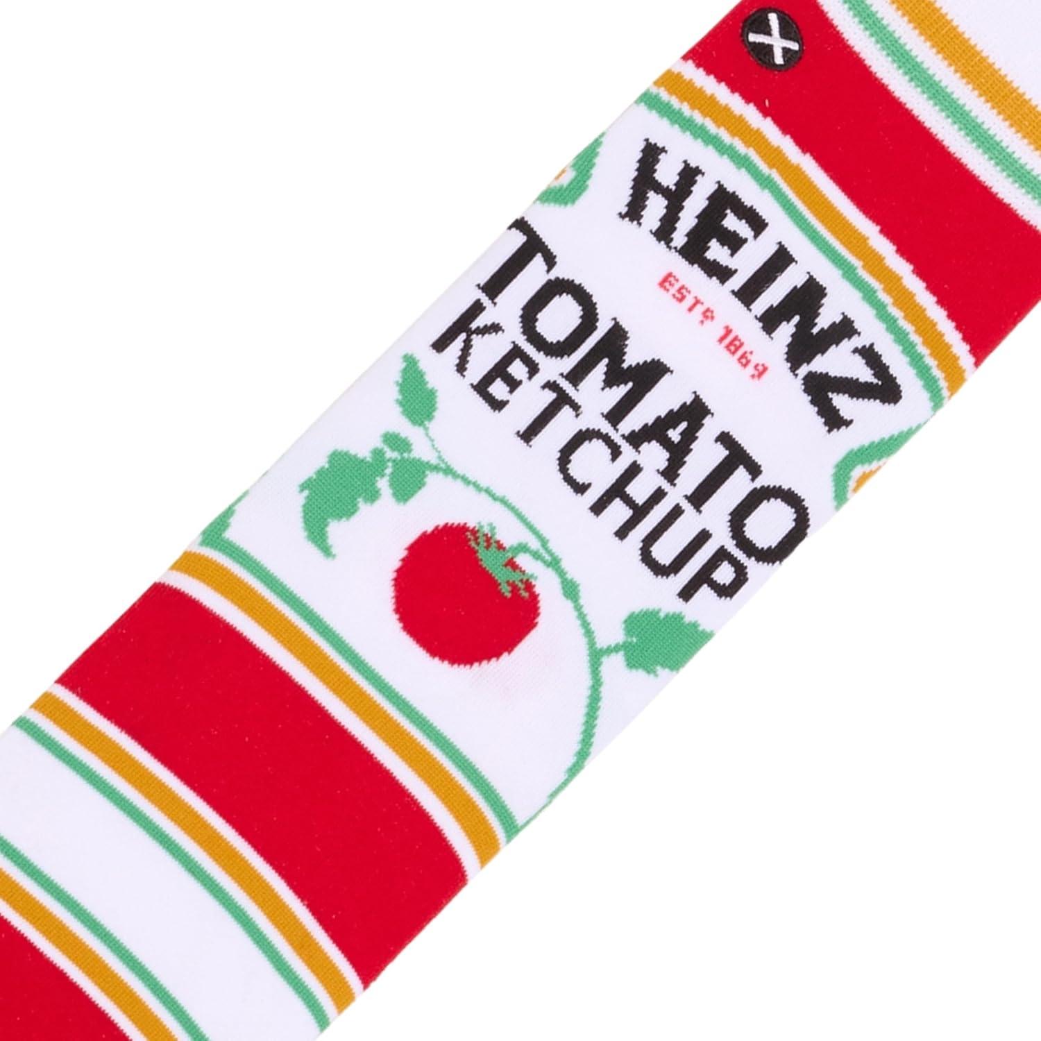 image:imageCool Socks Condiment Novelty Crew Socks for Men amp Women Fun FoodThemed Gift Colorful Everyday Crew Sock CollectionHeinz Ketchup Split