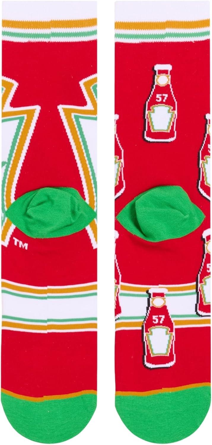 image:imageCool Socks Condiment Novelty Crew Socks for Men amp Women Fun FoodThemed Gift Colorful Everyday Crew Sock CollectionHeinz Ketchup Split