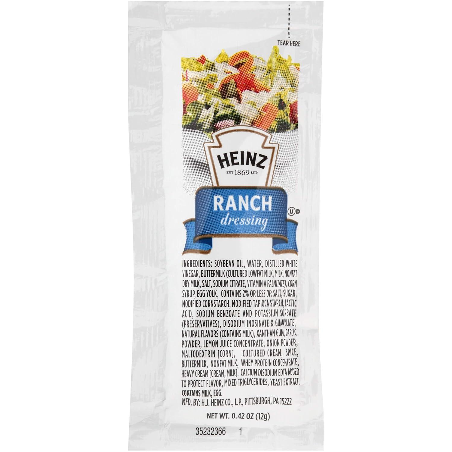 image:imageHeinz Ranch Dressing Single Serve Packet 2 oz Packets Pack of 60Ranch