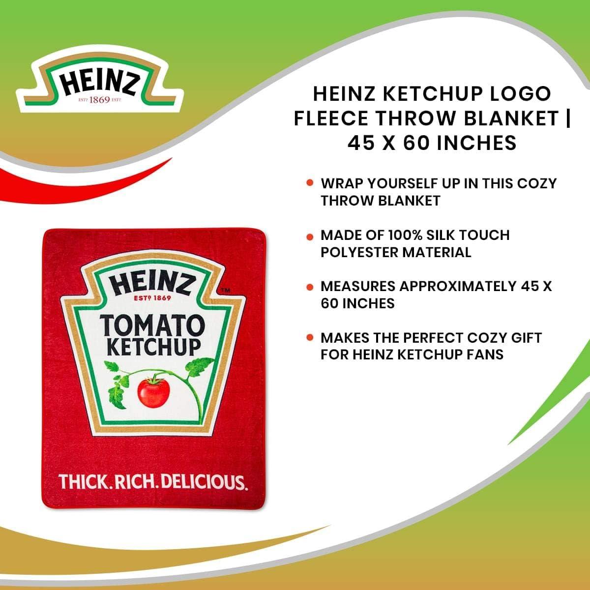 image:imageToynk Heinz Ketchup Logo Plush Throw Blanket Cozy Sherpa Wrap Covering for Sofa Bed Super Soft Lightweight Fleece Blanket Geeky Home Decor 45 x 60 Inches
