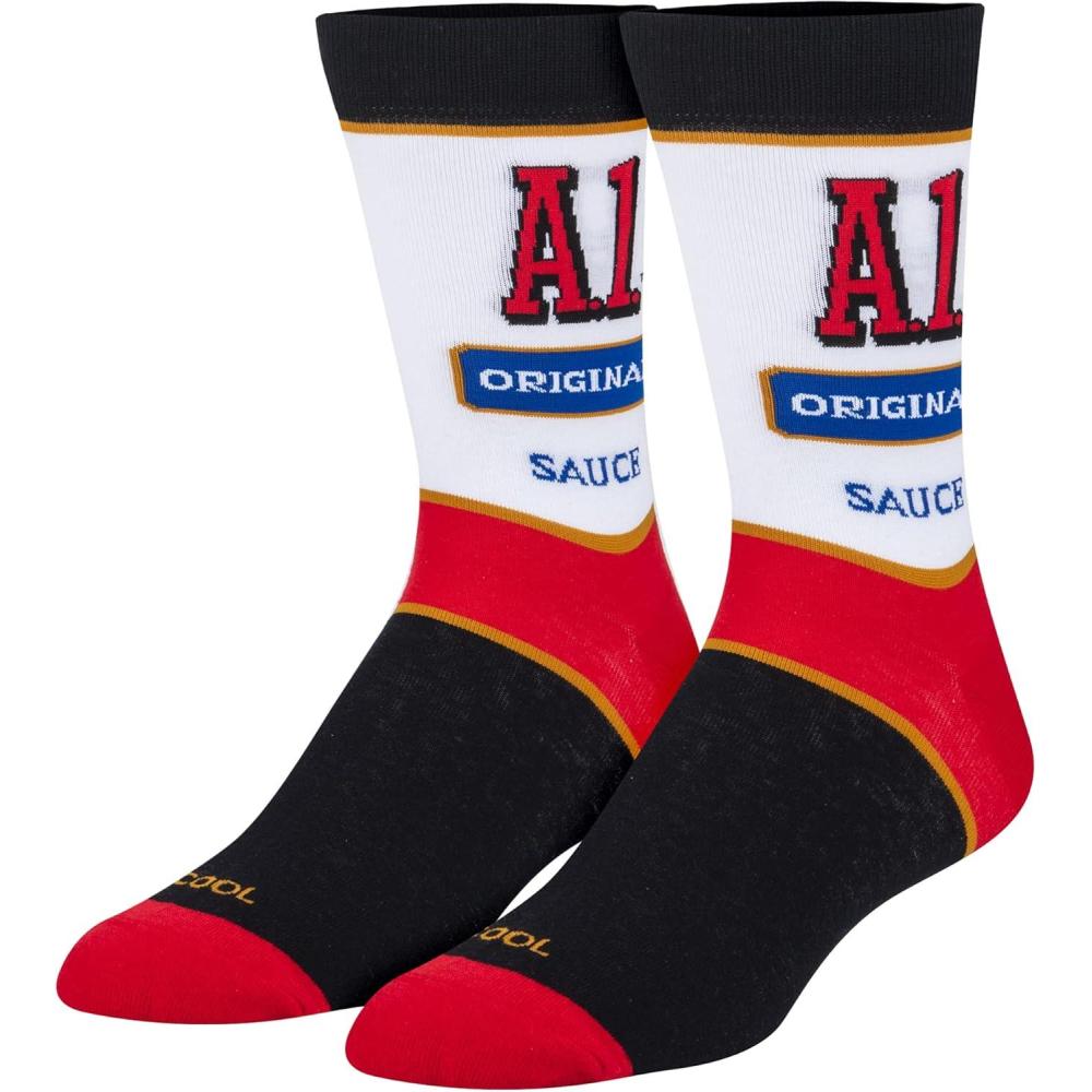 image:imageCool Socks Condiment Novelty Crew Socks for Men amp Women Fun FoodThemed Gift Colorful Everyday Crew Sock CollectionA1 Steak Sauce