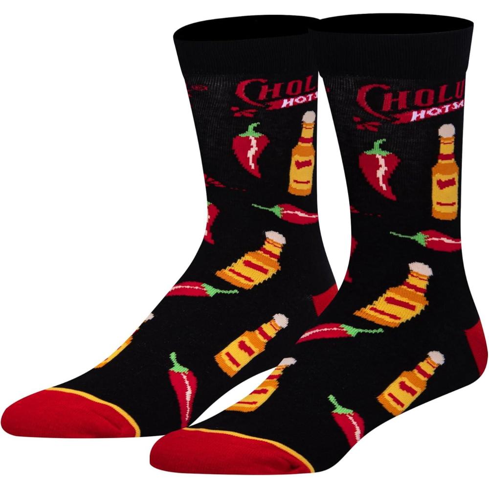 image:imageCool Socks Condiment Novelty Crew Socks for Men amp Women Fun FoodThemed Gift Colorful Everyday Crew Sock CollectionCholula Nothing Too Spicy