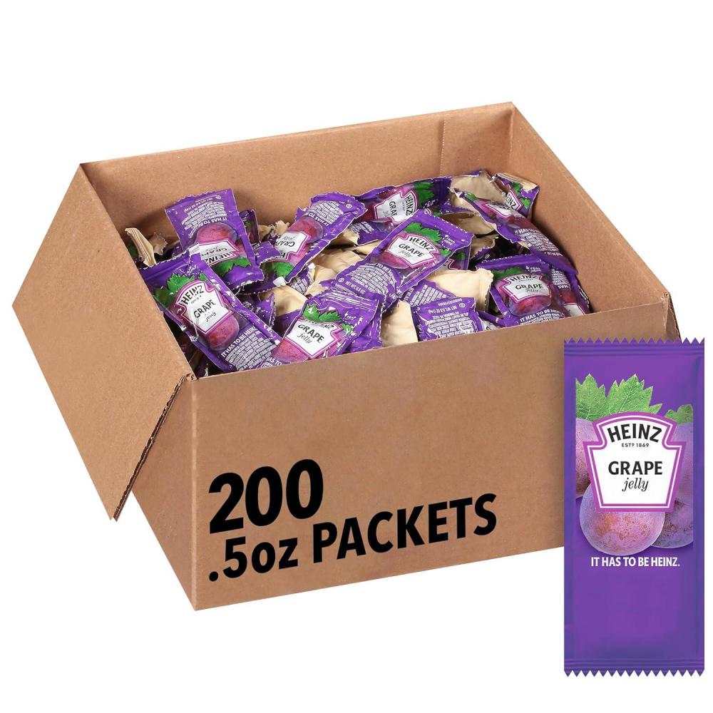 image:imageHeinz Grape Jelly Single Serve Packet 05 oz Packets Pack of 200