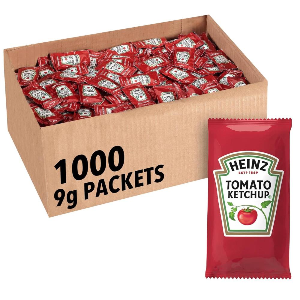 image:imageHeinz Ketchup Single Serve Packets 9g Packets Pack of 100003 Ounce Pack of 1000