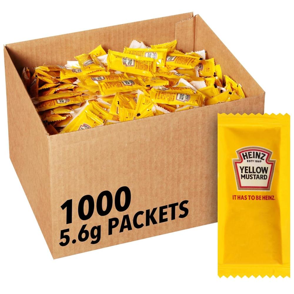image:imageHeinz Mild Mustard Single Serve Packet 02 oz Packets Pack of 50002 Ounce Pack of 1