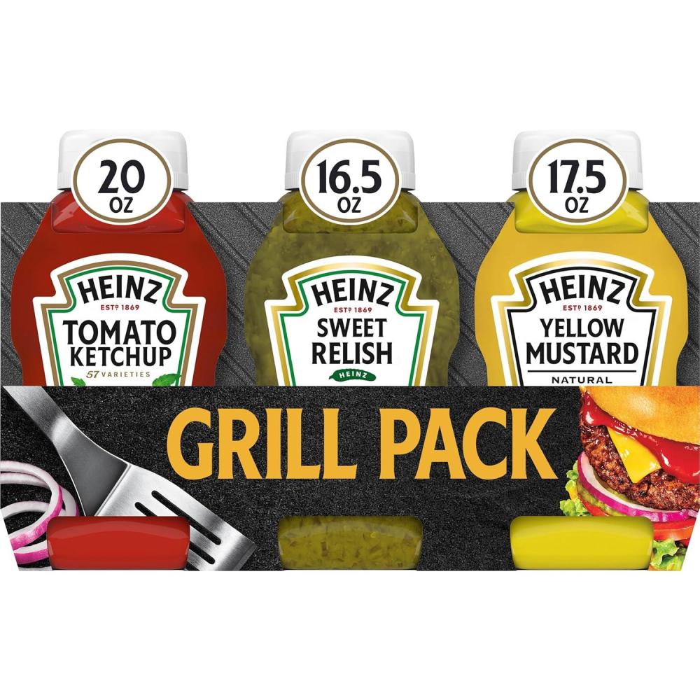 image:imageHeinz Tomato Ketchup Sweet Relish amp Yellow Mustard Grill Pack 3 ct Pack3 Piece Assortment