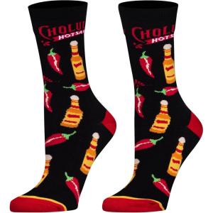 image:imageCool Socks  Condiment Novelty Crew Socks for Men amp Women  Fun FoodThemed Gift Colorful Everyday Crew Sock CollectionCholula Too Spicy