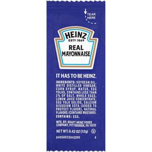 image:imageHeinz Real Mayonnaise Single Serve Packet 04 oz Packets Pack of 500Mayonnaise