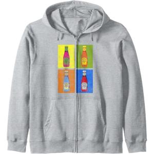 image:imageHeinz Tomato Ketchup Pop Art Retro Panels Big Chest Poster Zip HoodieHeather Grey